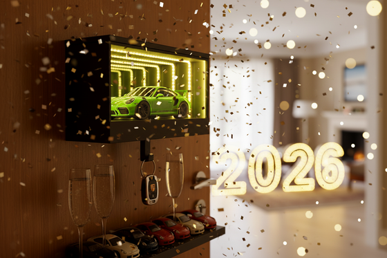 InfinityGarage – Nyckelhållare med LED "bilgarage"-illusion